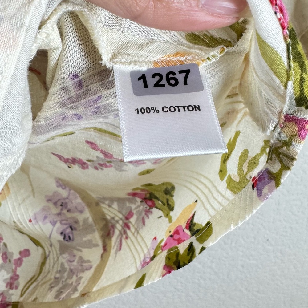 Mille Resort Travel Evelyn Top Floral Boho V-Neck 100% Cotton Blouse Size Large - Picture 7 of 9